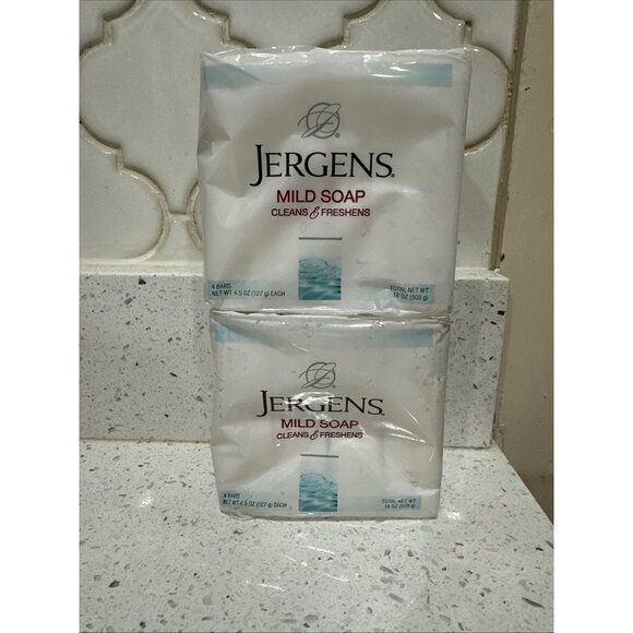 Jergens Mild Bar Soap Cleans w/ Tallowate Tallow 2 PACKS (8 bars, 4.5 oz ea bar) - Picture 1 of 2